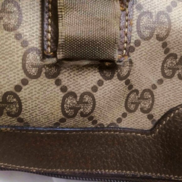 Gucci Vintage GG Logo Boston / Doctor Brown Tan Leather Handbag - FLAW - Picture 15 of 16